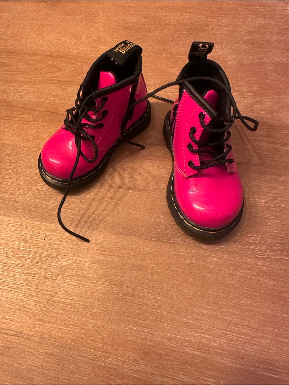 Kids Dr. MARTENS Hot Pink Lace-Up Ankle Boots